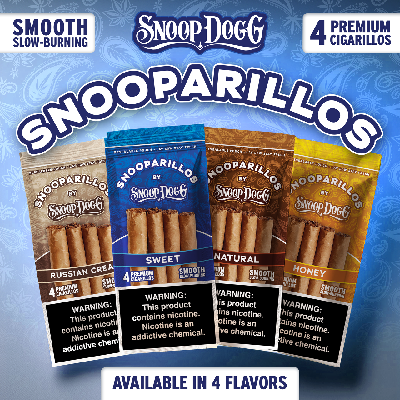 Snooparillos - Slow Burning Cigarillos (4pk) - Display of 15 - SWED Snooparillos - Slow Burning Cigarillos (4pk) - Display of 15 - SWED